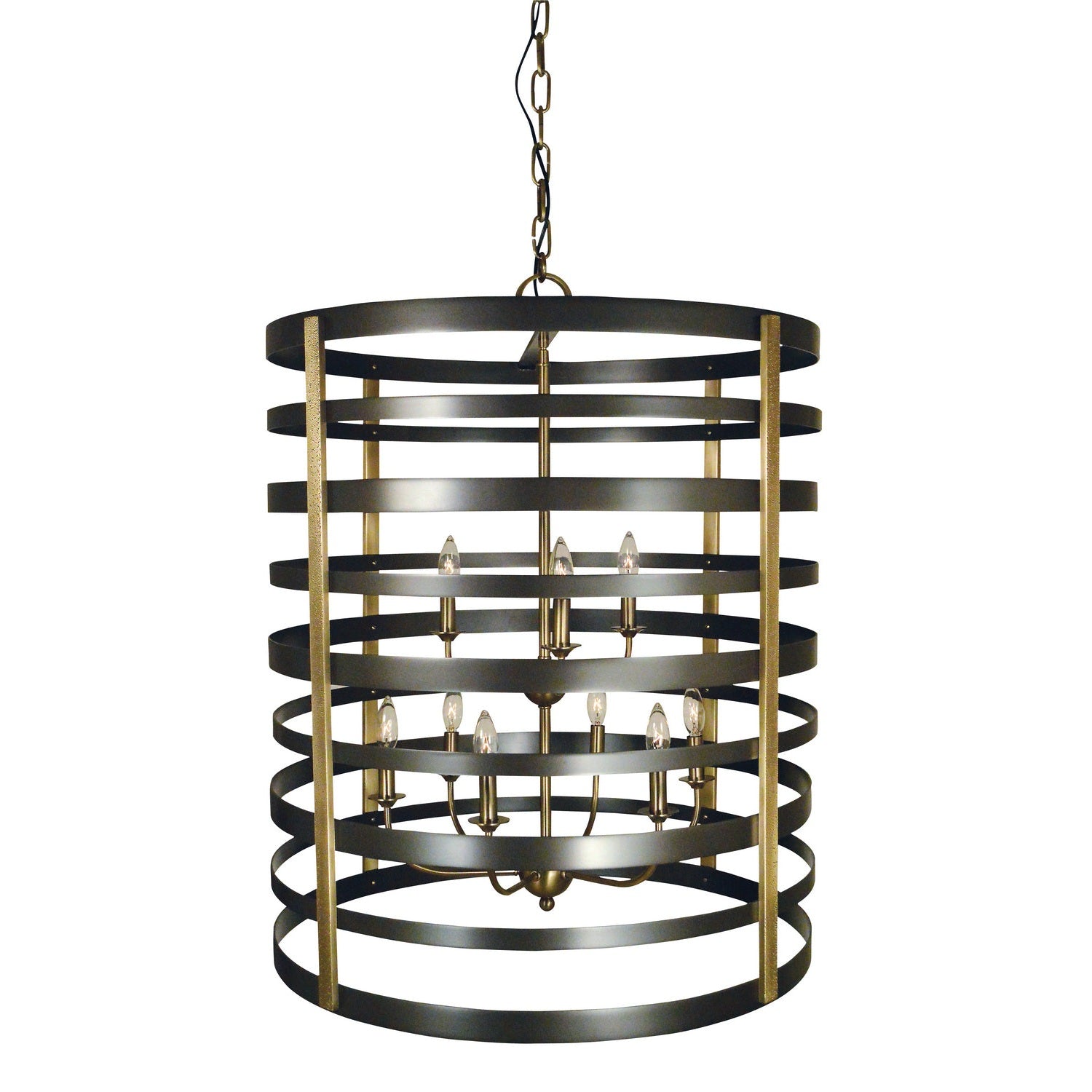Framburg - 5098 MB/AB - Nine Light Foyer Chandelier - Pastoral - Mahogany Bronze w/Antique Brass