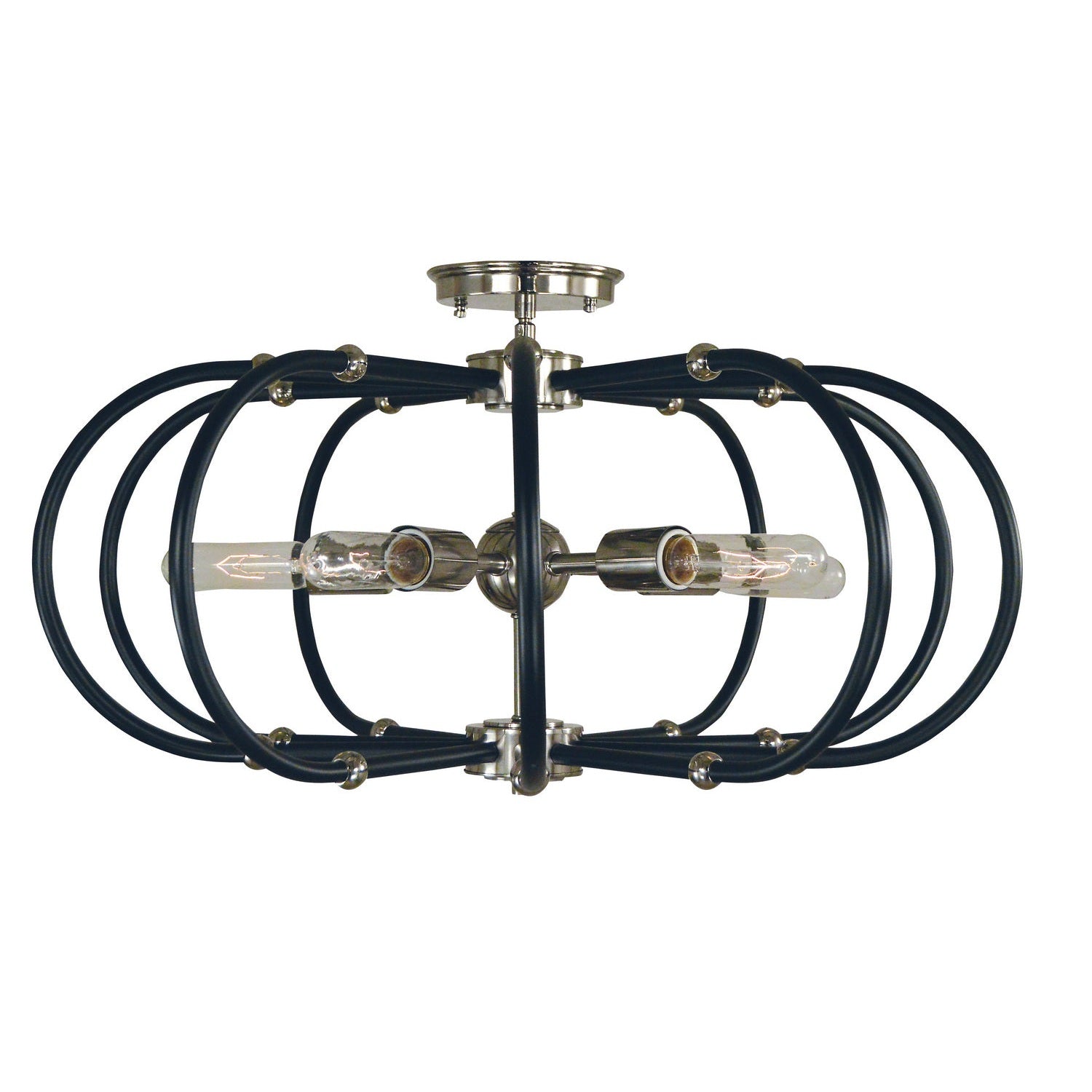 Framburg - 5100 PN/MBLACK - Five Light Flush / Semi-Flush Mount - Pulsar - Polished Nickel w/Matte Black