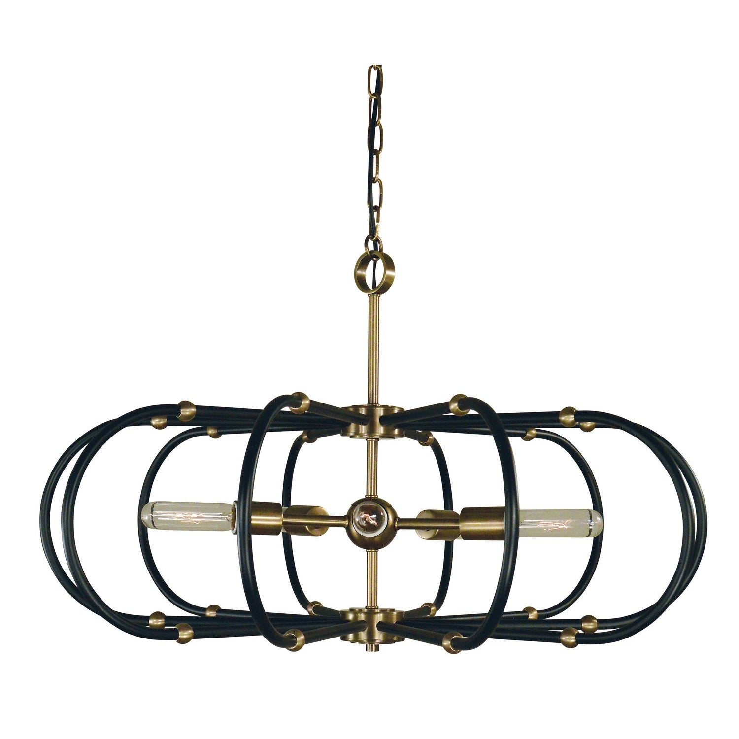 Framburg - 5105 AB/MBLACK - Five Light Chandelier - Pulsar - Antique Brass w/Matte Black