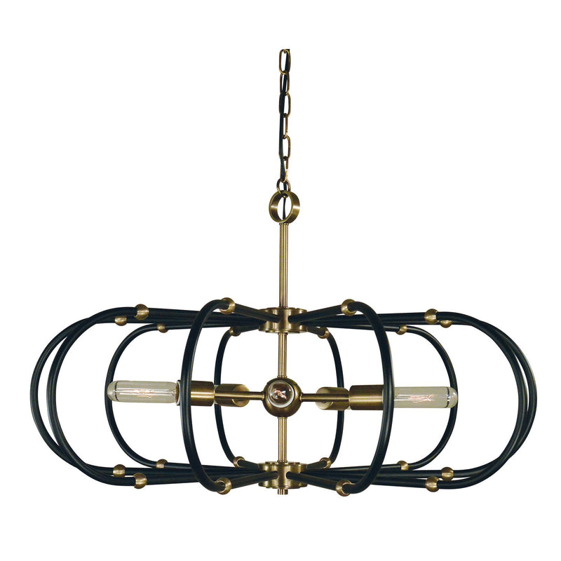 Framburg - 5105 AB/MBLACK - Five Light Chandelier - Pulsar - Antique Brass w/Matte Black