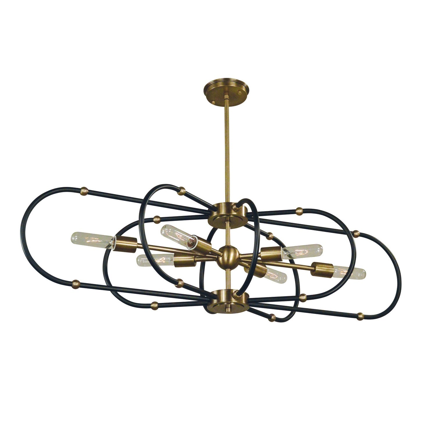 Framburg - 5106 AB/MBLACK - Six Light Chandelier - Pulsar - Antique Brass w/Matte Black
