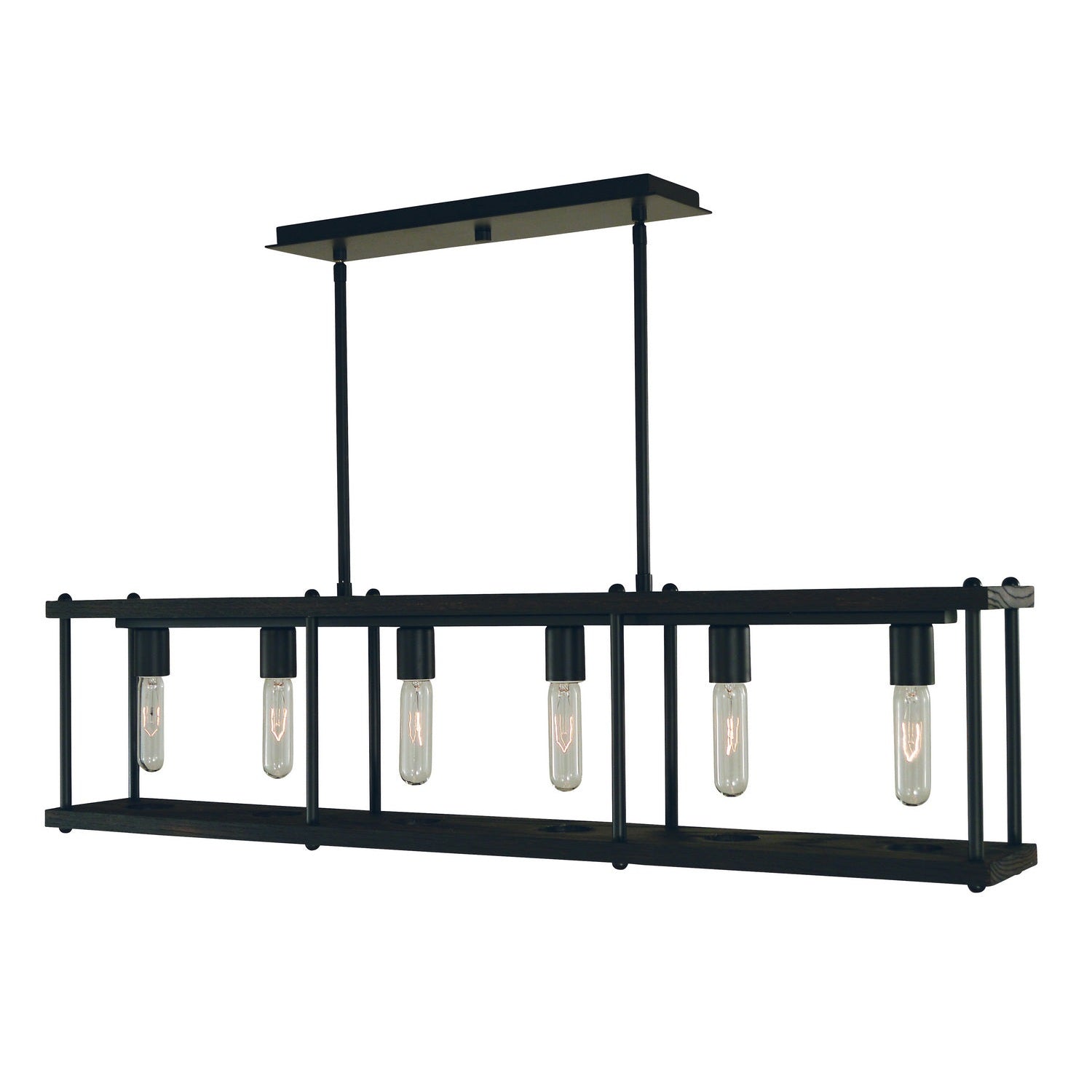 Framburg - 5536 MBLACK - Six Light Island Chandelier - Industria - Matte Black