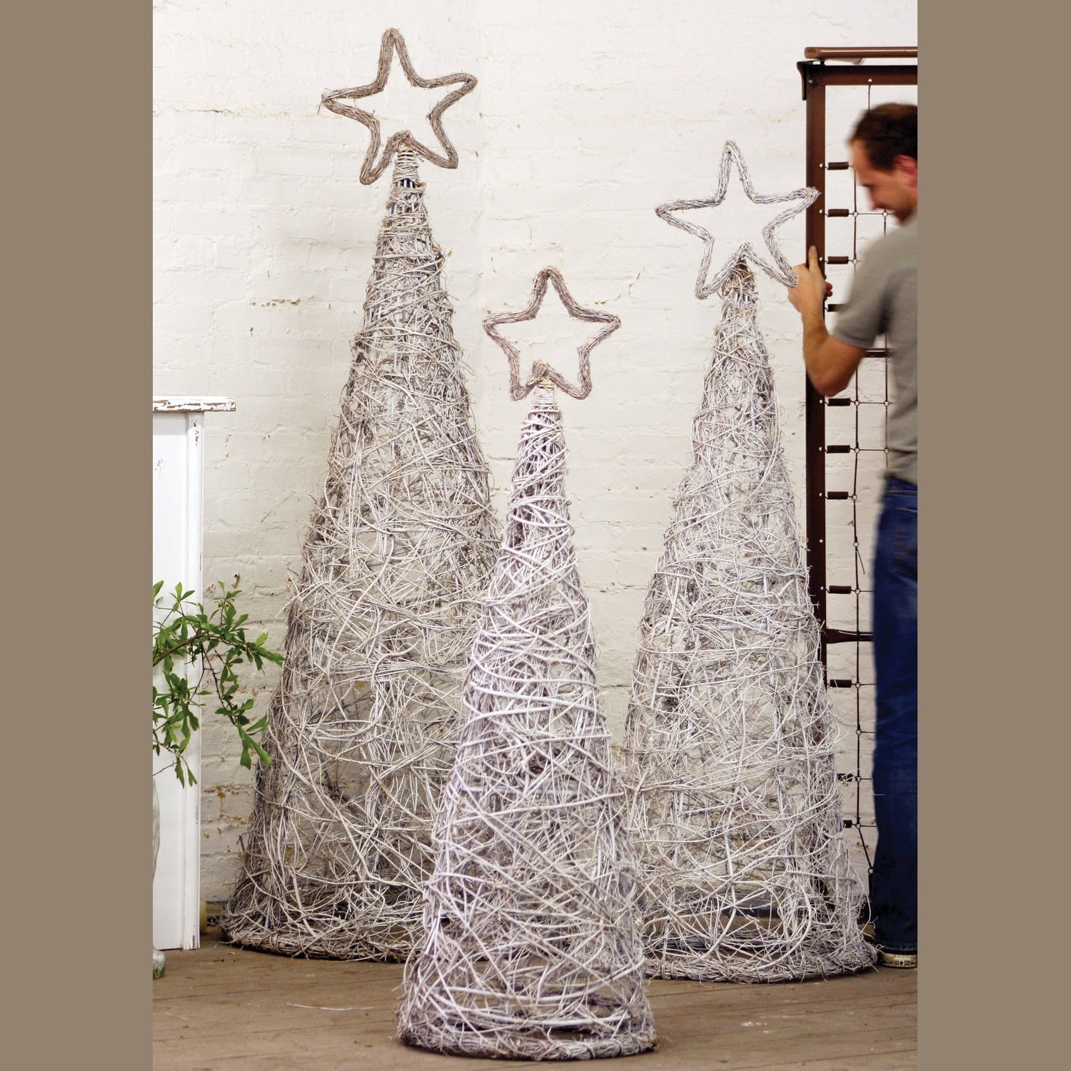Kalalou - A07316 - Set Of 3 Whitewash Giant - White