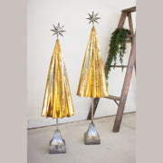 Kalalou - CHE1178 - Set Of Two Folded Trees With Star - Gold