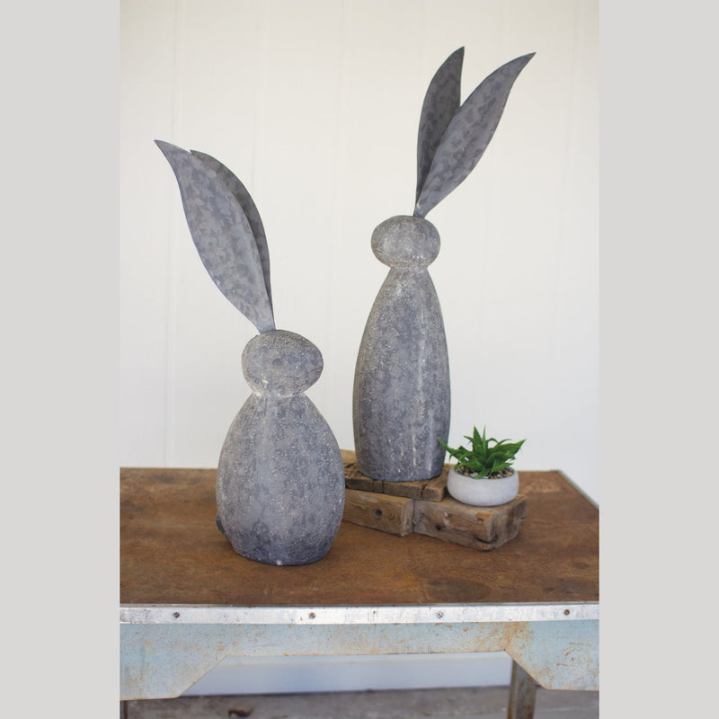 Kalalou - CHE1213 - Faux Stone Rabbit With Tall Ears - Gray
