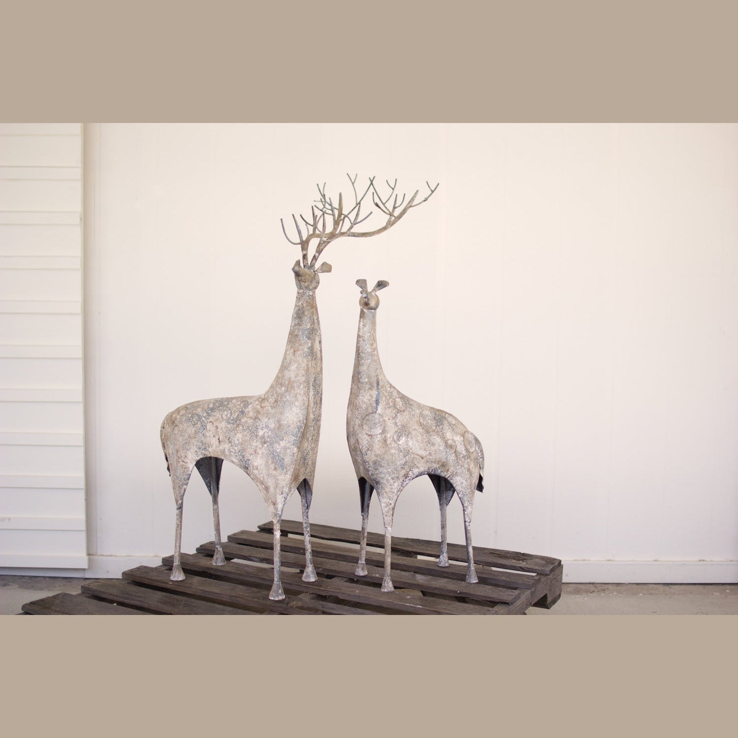 Kalalou - CHE1249 - Set Of Two Deer - Gray