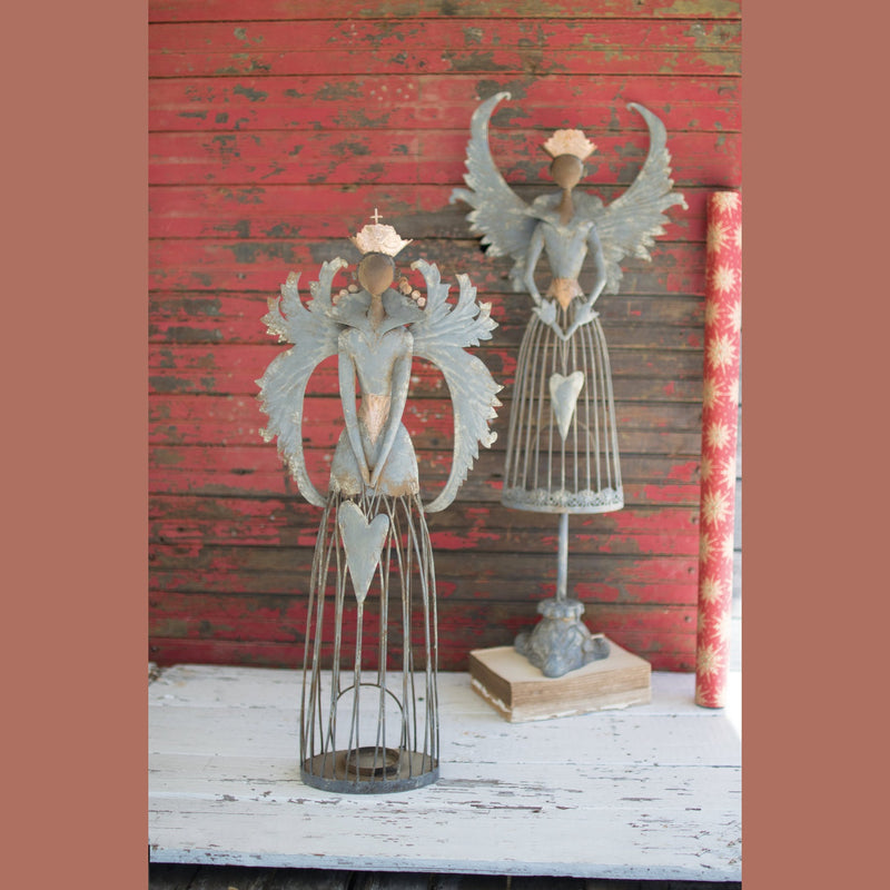 Kalalou - CHE1280 - Set Of Two Christmas Angels - Gray