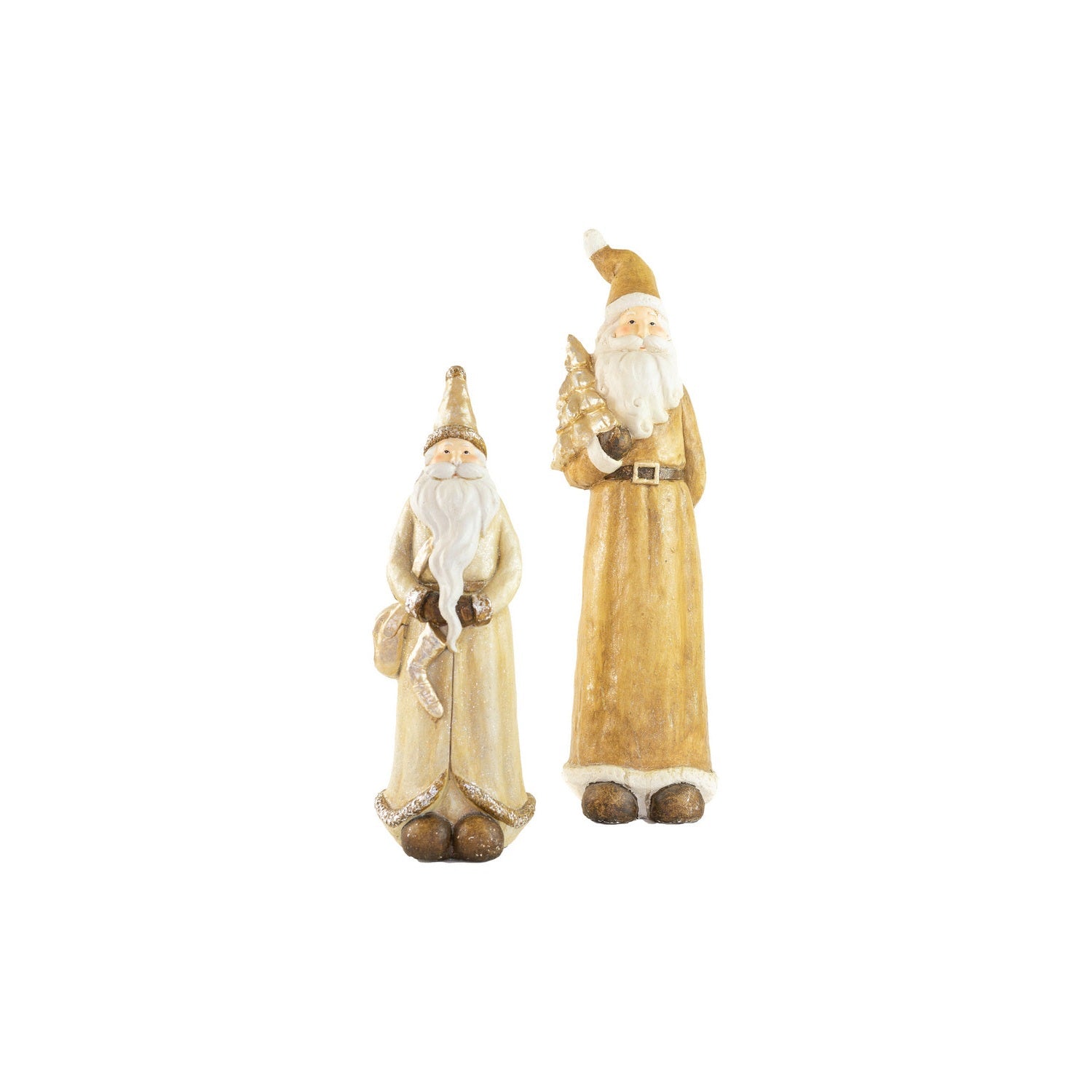 Kalalou - CHE1346 - Set Of Two Resin Santas - Gold