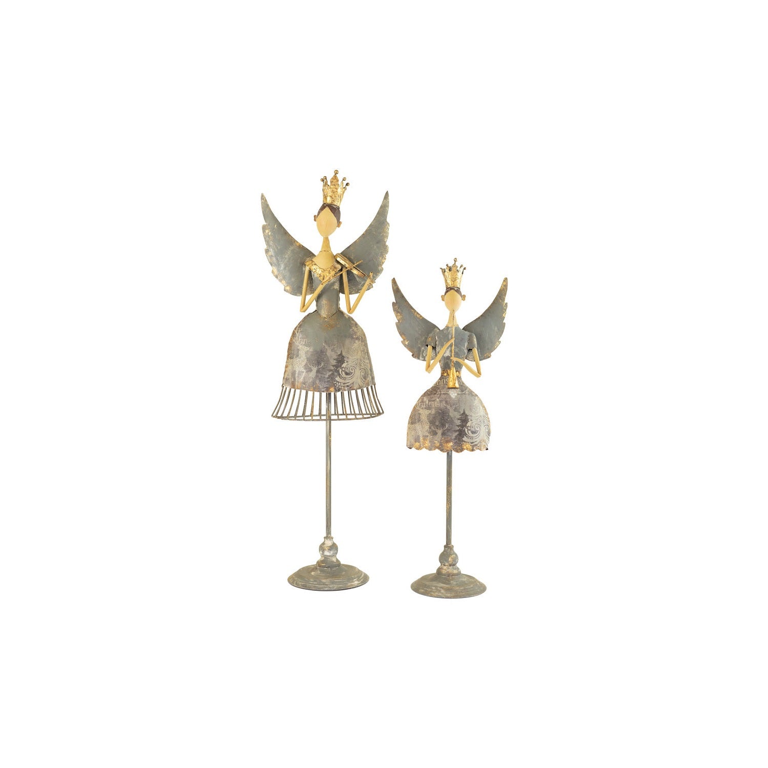 Kalalou - CHE1360 - Set Of Two Angels Playing Musical Instruments - Gray