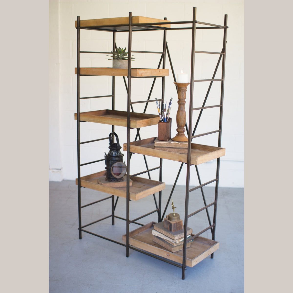 Kalalou - CHW1044 - Shelving Unit W/ Six Adjustable Wooden Shelves - Brown