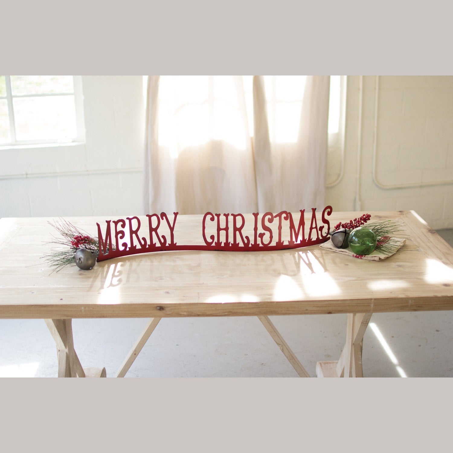 Kalalou - CMN1206 - Table Top Or Mantle Merry Christmas - red