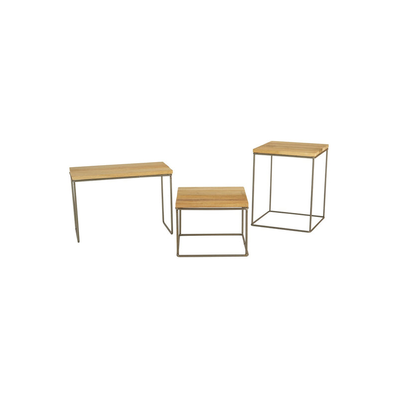 Kalalou - CQ6776 - Set Of Three Wood And Table Top Risers - Gray