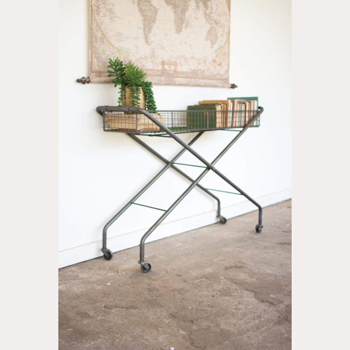Kalalou - CQ6817 - Rolling Basket Console - Gray