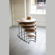 Kalalou - CQ7364 - Set Of Five Recycled Wood And Round Display Tables - Gray