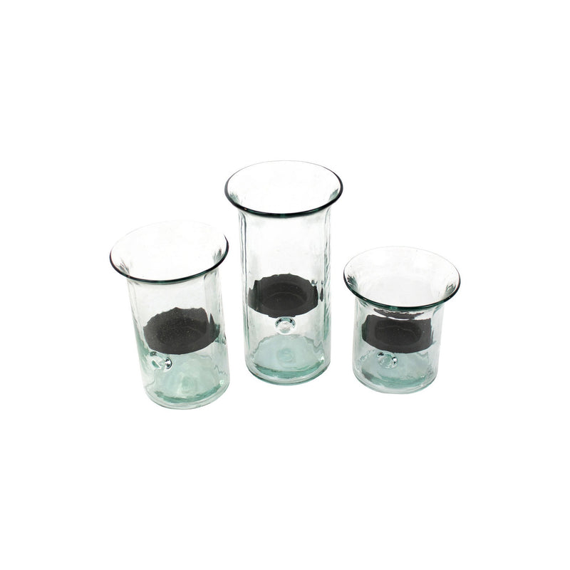 Kalalou - CV501 - Set Of Three Recycled Glass Votive Cylinders - Clear