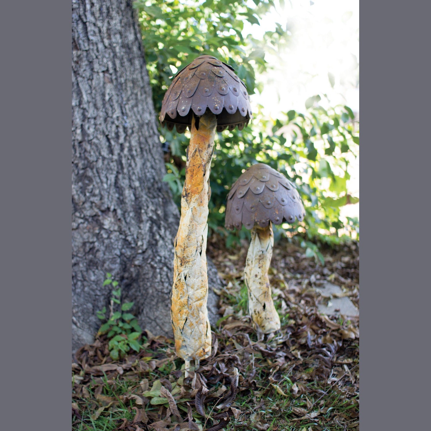 Kalalou - CZG1108 - Set Of 2 Mushrooms - Brown