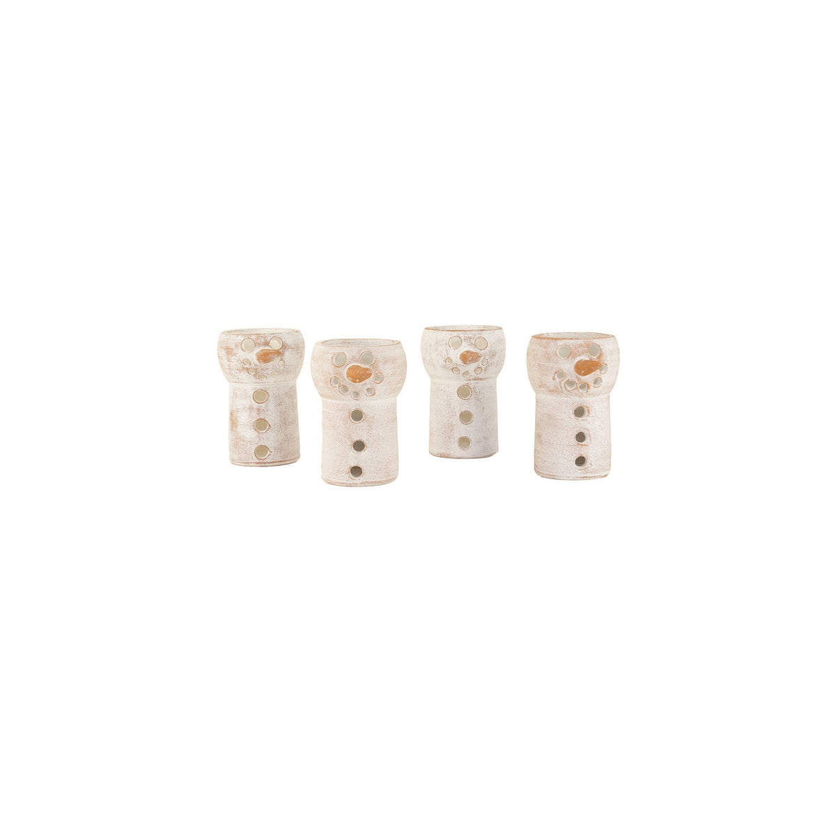 Kalalou - H3962 - Clay Snowman Luminary - White