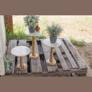 Kalalou - NART1000 - Set Of Three Wooden Display Stands With Tops - White