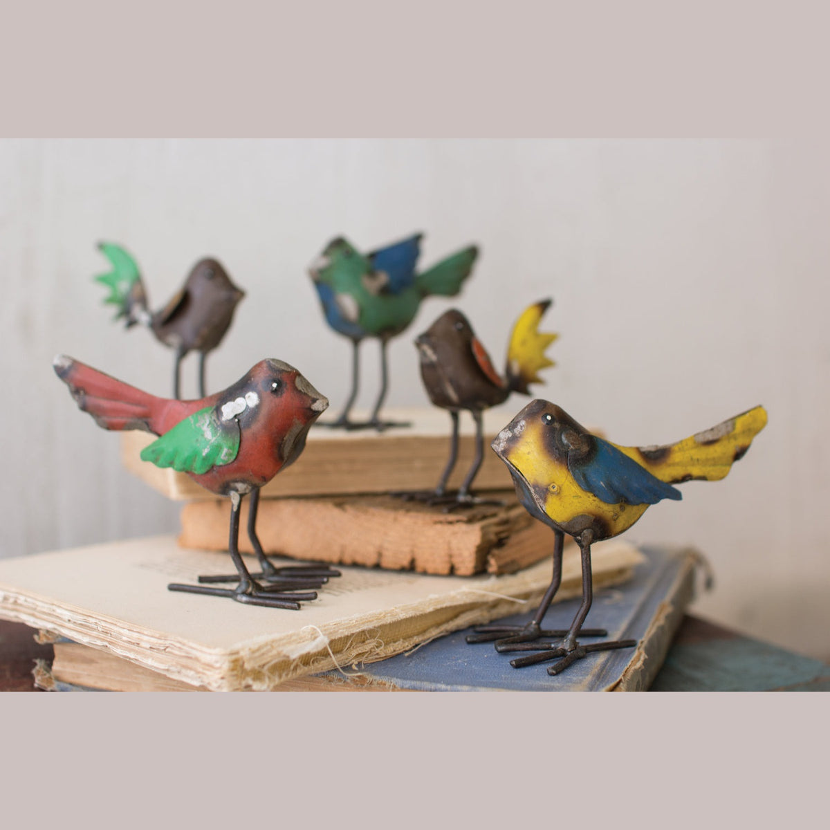 Kalalou - NBA1141 - Set Of Five Recycled Birds - Multi