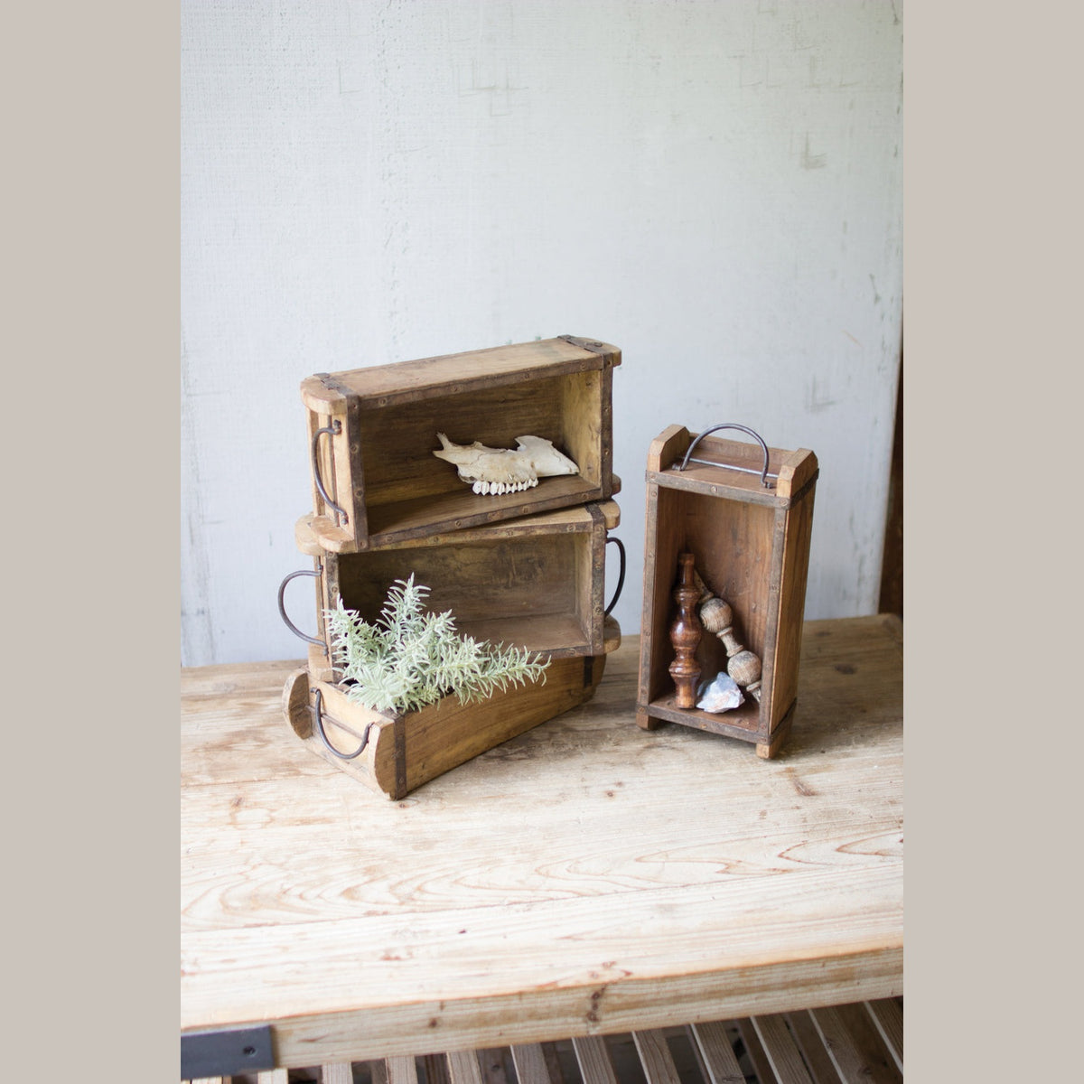 Kalalou - NRAR1080 - Wooden Brick Mold With Handles - Brown