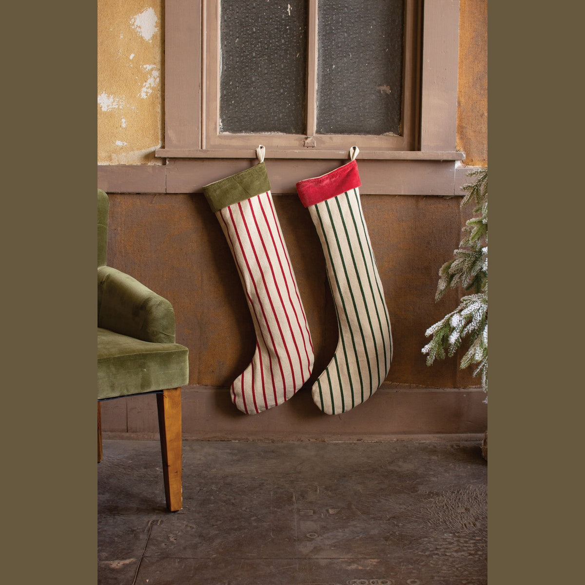 Kalalou - NRV2168 - Set Of Two Giant Striped Christmas Stockings - Multi
