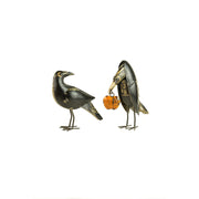 Kalalou - NTM1285 - Set Of Two Recycled Crows Holding A Pumpkin - Black