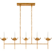 Visual Comfort Signature - JN 5630AGL - Five Light Linear Chandelier - Illana - Antique Gold Leaf
