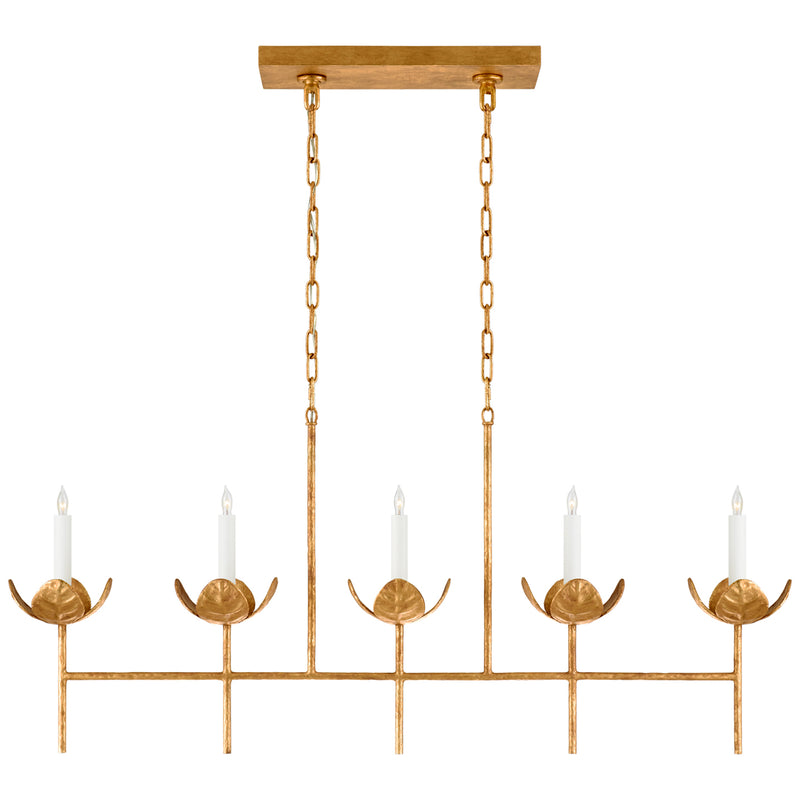 Visual Comfort Signature - JN 5630AGL - Five Light Linear Chandelier - Illana - Antique Gold Leaf