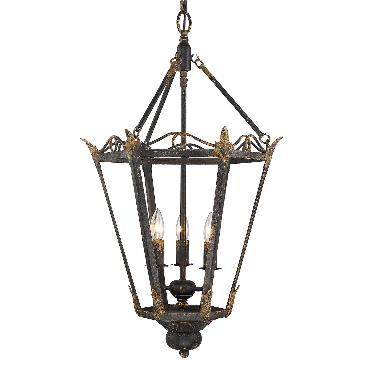 Golden - 0880-3P ABI - Three Light Pendant - Matilda - Antique Black Iron