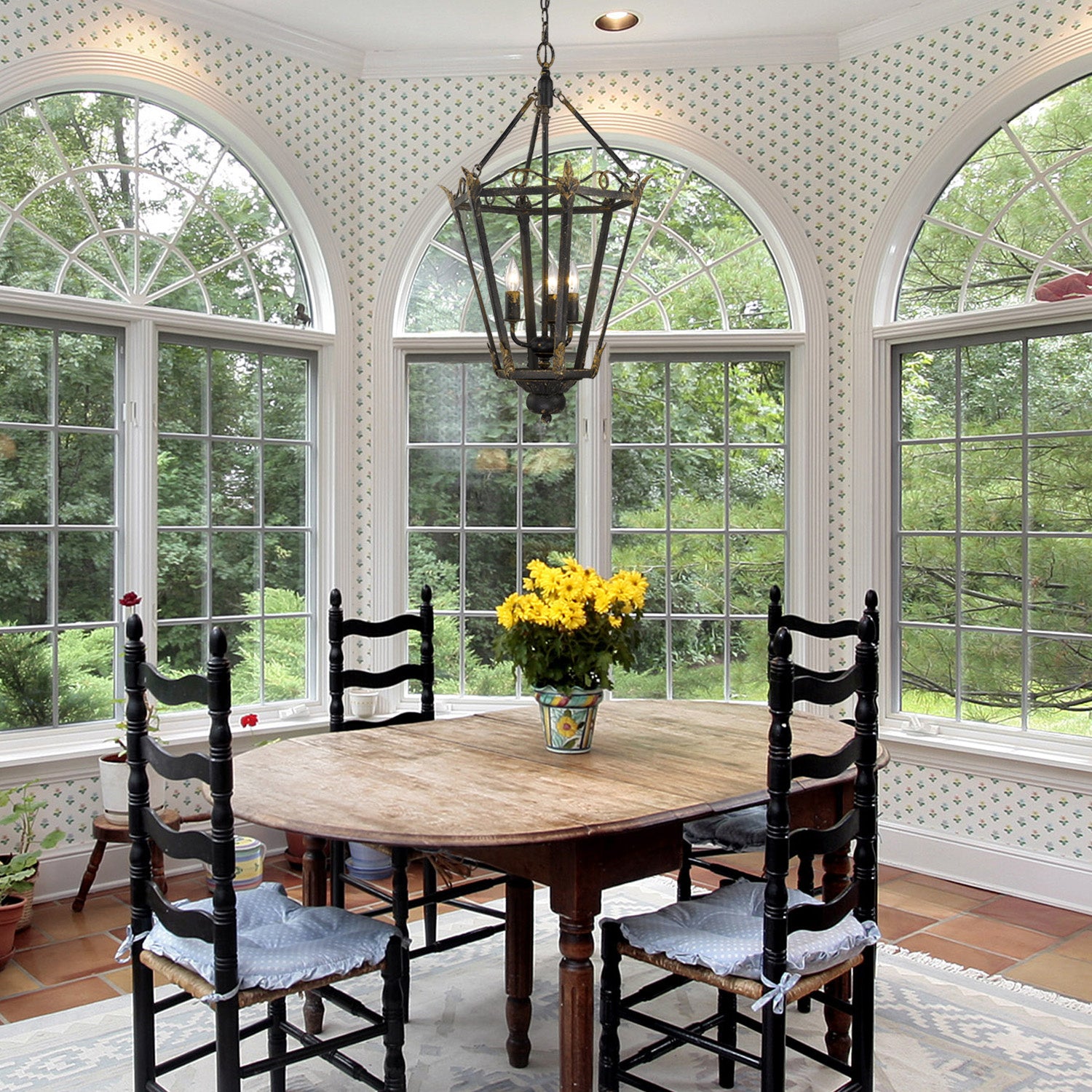 Golden - 0880-3P ABI - Three Light Pendant - Matilda - Antique Black Iron