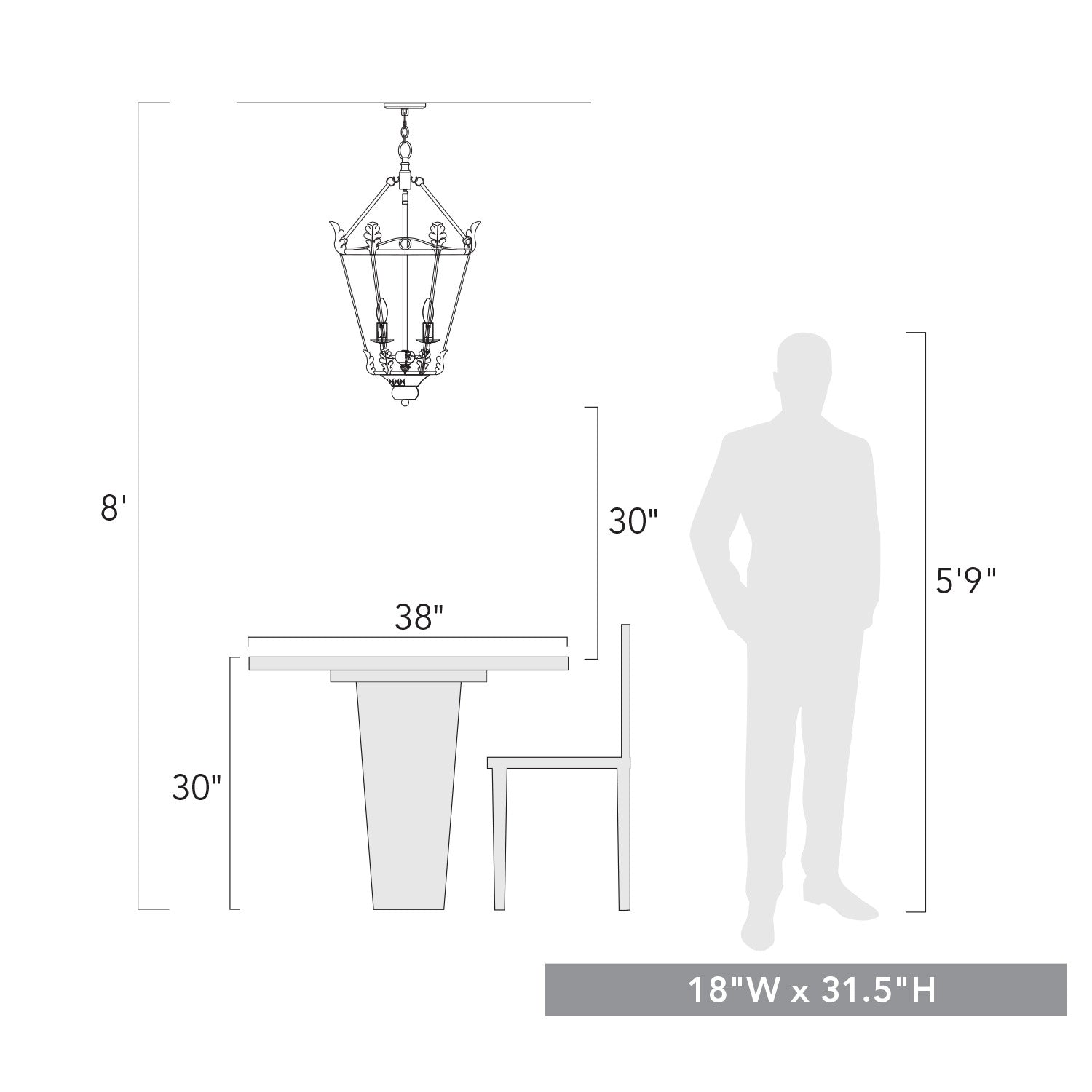 Golden - 0880-3P ABI - Three Light Pendant - Matilda - Antique Black Iron