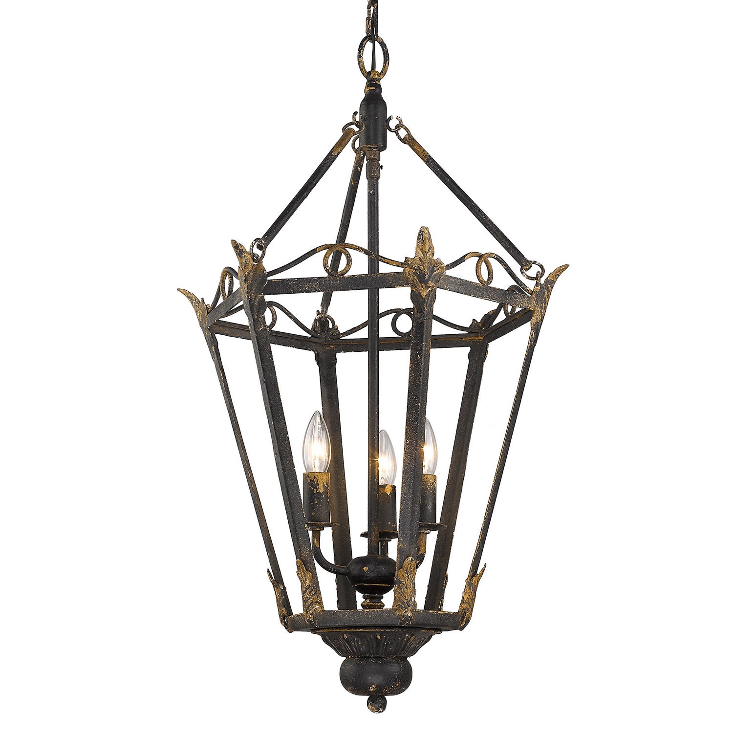 Golden - 0880-3P ABI - Three Light Pendant - Matilda - Antique Black Iron