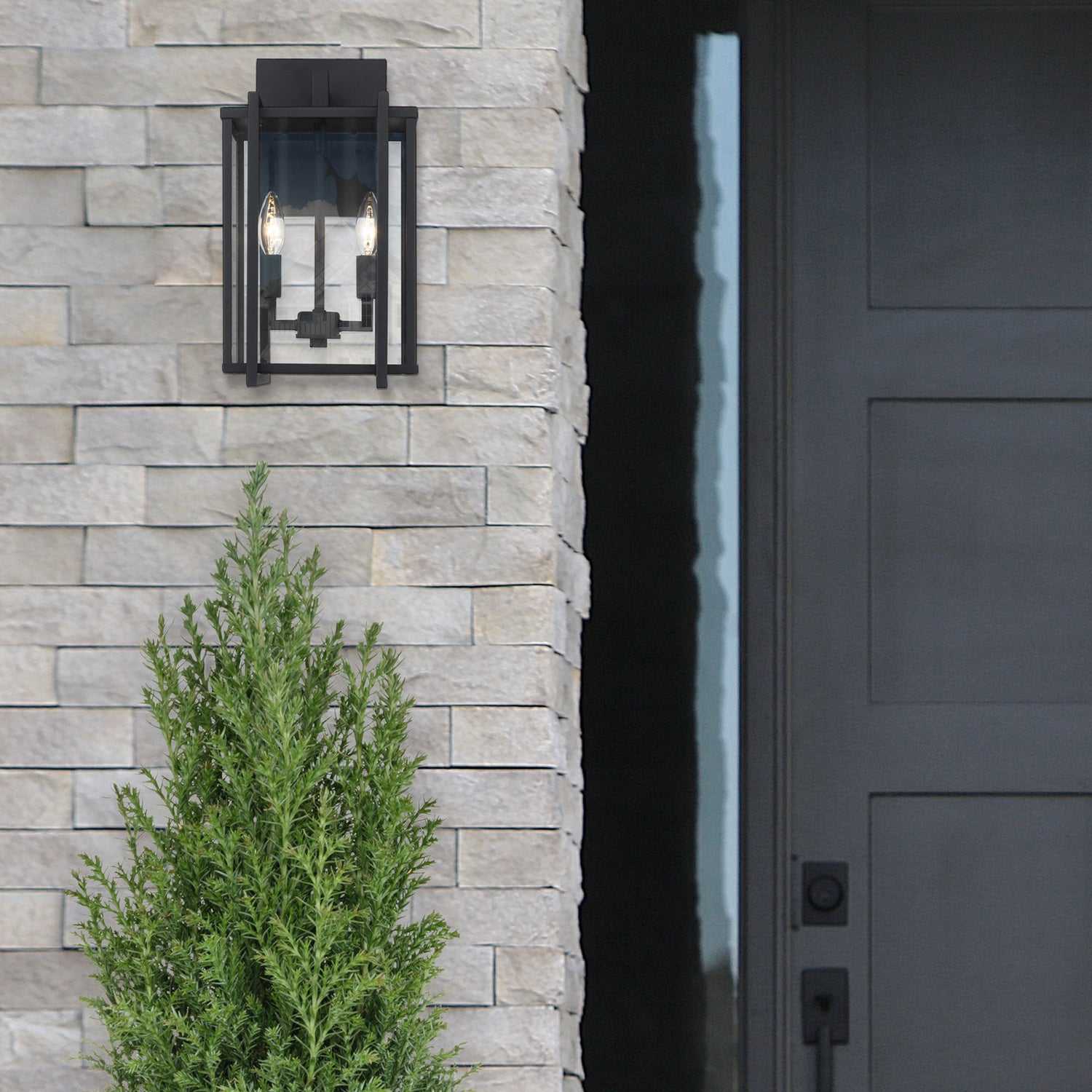 Golden - 6071-OWM NB-CLR - Two Light Outdoor Wall Sconce - Tribeca - Natural Black