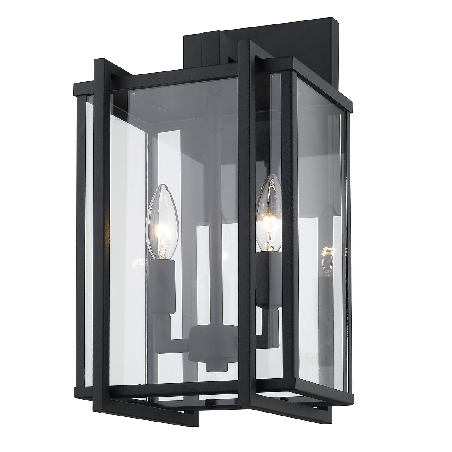 Golden - 6071-OWM NB-CLR - Two Light Outdoor Wall Sconce - Tribeca - Natural Black