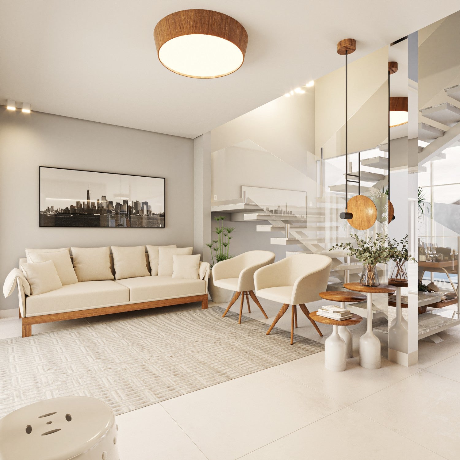 Accord Lighting - 1418.12 - Four Light Pendant - Dot - Teak