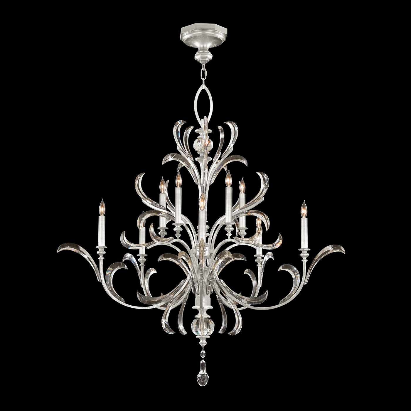 Fine Art - 701340-SF4 - Ten Light Chandelier - Beveled Arcs - Silver