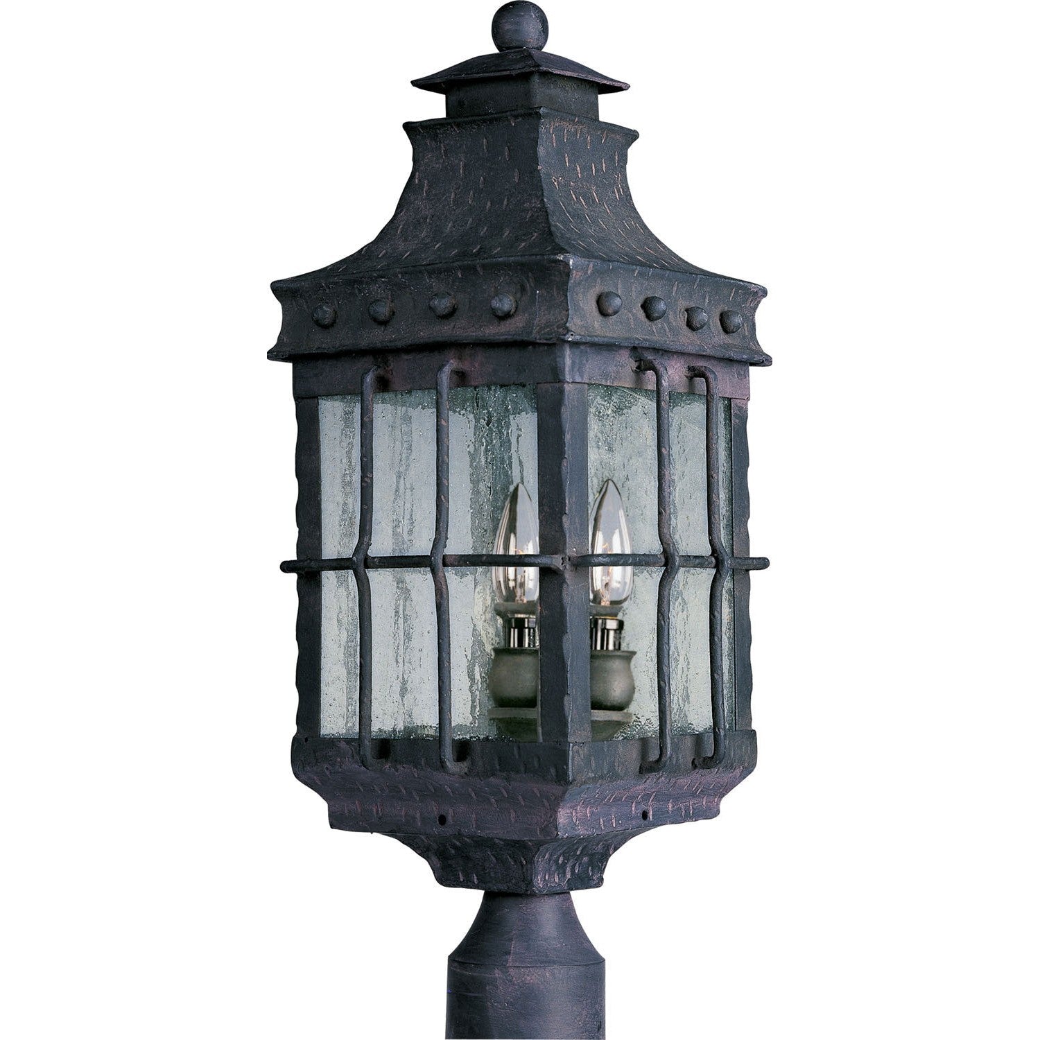 Maxim - 30080CDCF - Three Light Outdoor Pole/Post Lantern - Nantucket - Country Forge