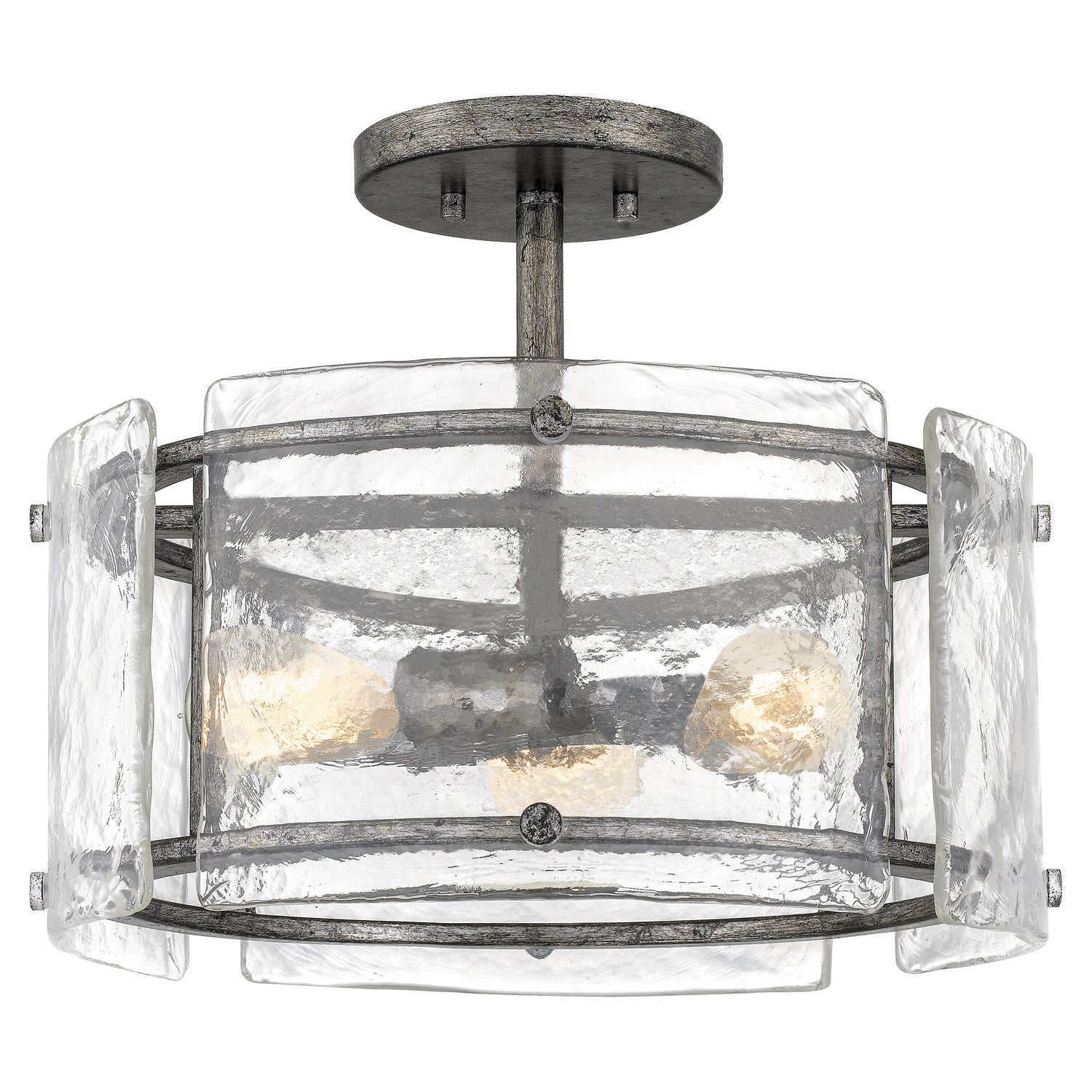 Quoizel - FTS1716MM - Three Light Semi Flush Mount - Fortress - Mottled Silver