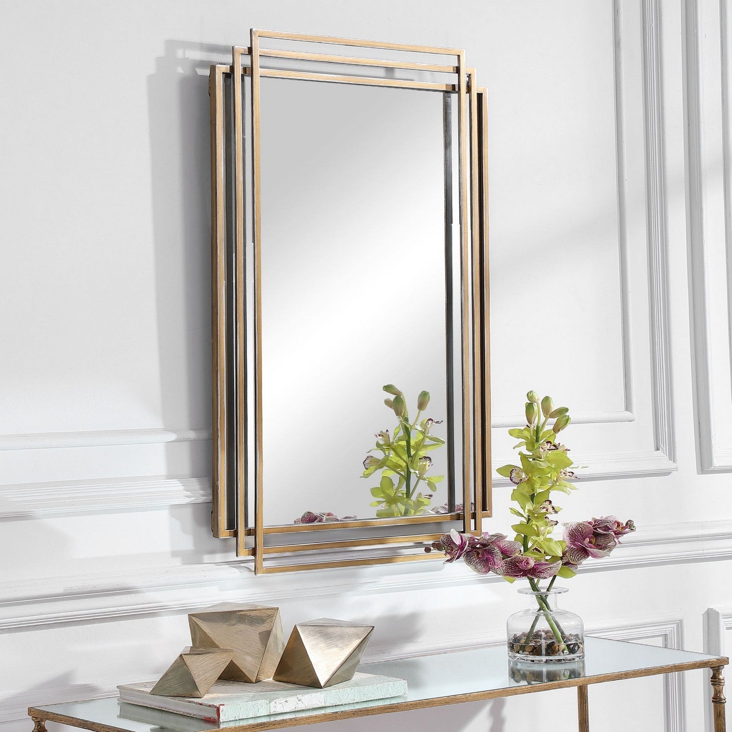 Uttermost - 09688 - Mirror - Amherst - Brushed Gold With Silver Highlights