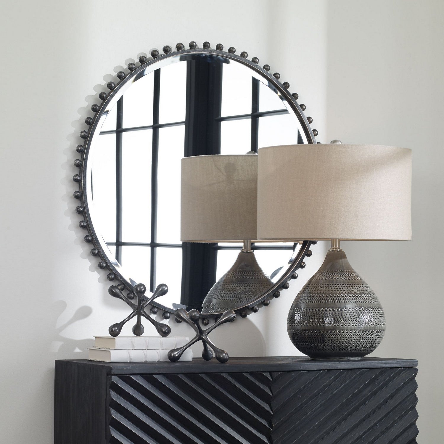 Uttermost - 09691 - Mirror - Taza - Black With Silver Highlights
