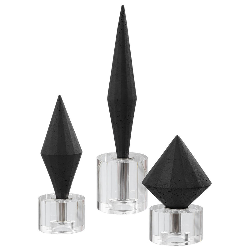 Uttermost - 17916 - Sculptures, S/3 - Alize - Marble Atop Crystal Bases