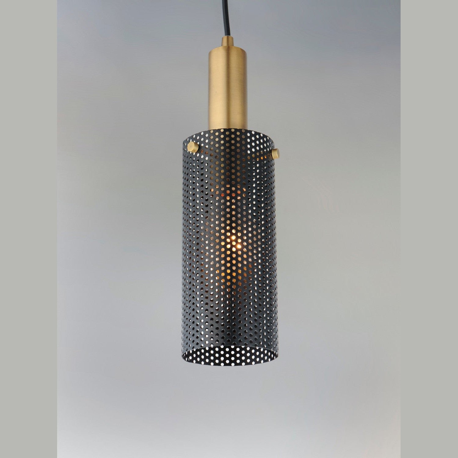Maxim - 10081BKSBR - One Light Mini Pendant - Perf - Black / Satin Brass