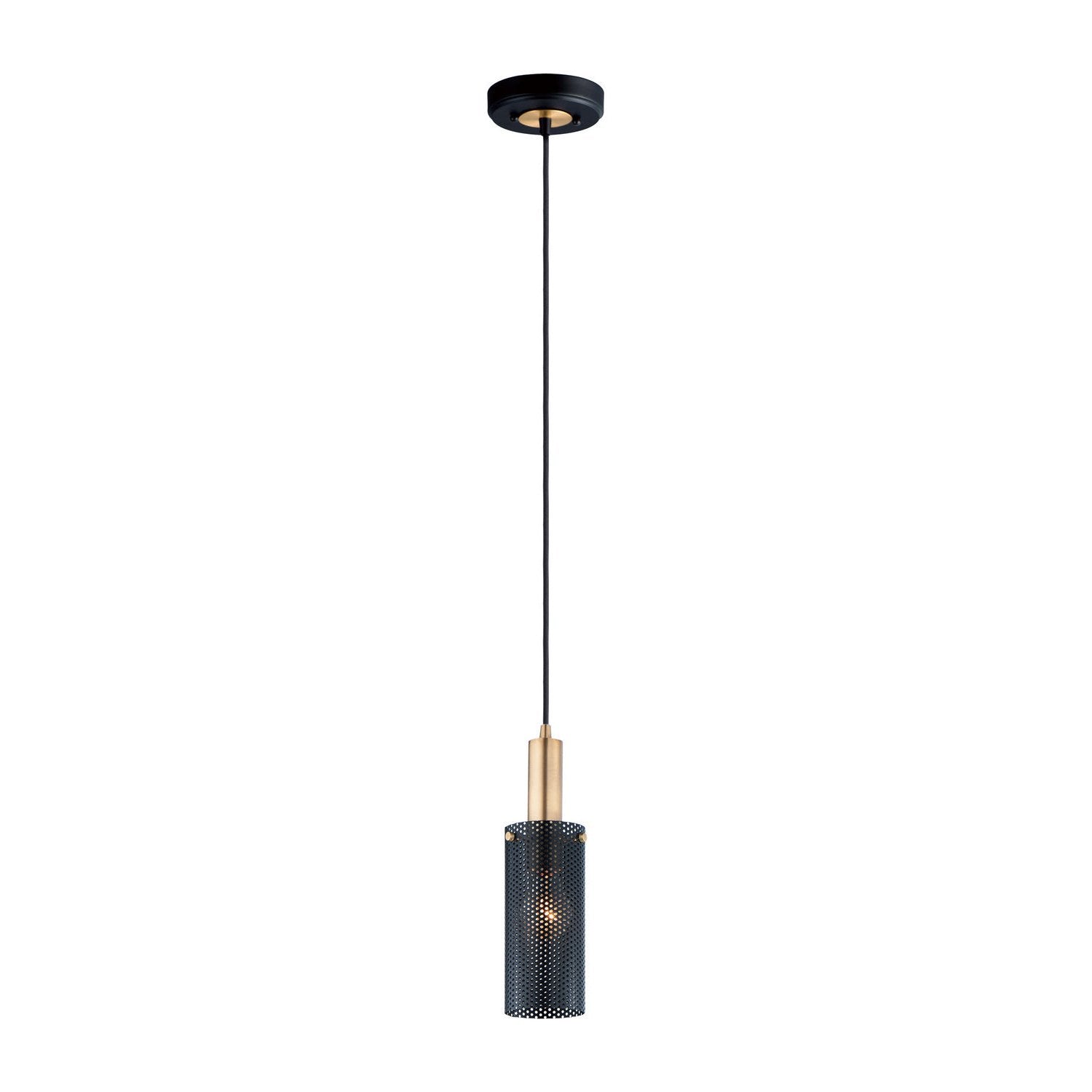 Maxim - 10081BKSBR - One Light Mini Pendant - Perf - Black / Satin Brass