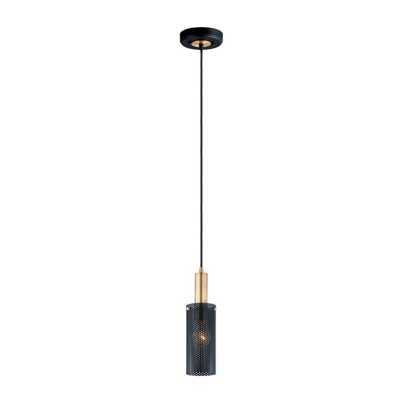 Maxim - 10081BKSBR - One Light Mini Pendant - Perf - Black / Satin Brass