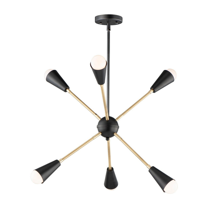 Maxim - 11266BKSBR - Six Light Pendant - Lovell - Black / Satin Brass