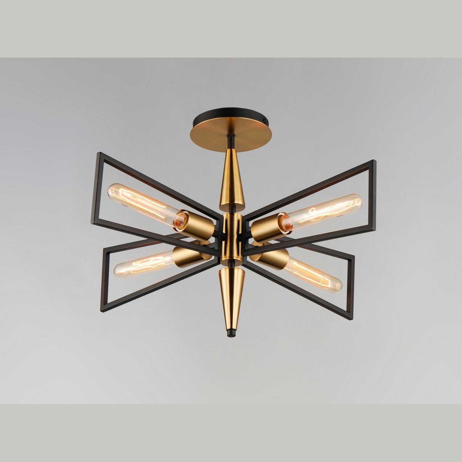 Maxim - 11650BKSBR - Four Light Flush Mount - Wings - Black / Satin Brass