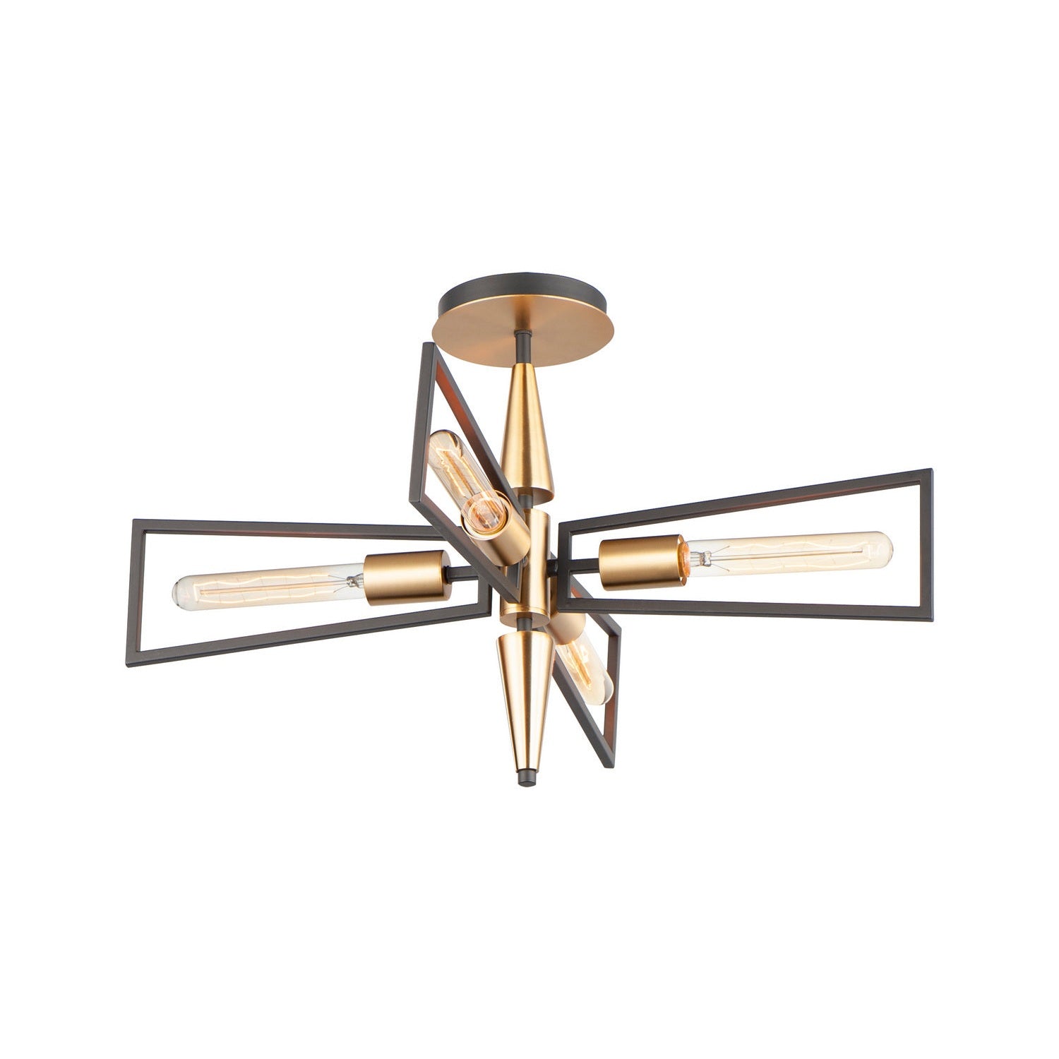 Maxim - 11650BKSBR - Four Light Flush Mount - Wings - Black / Satin Brass