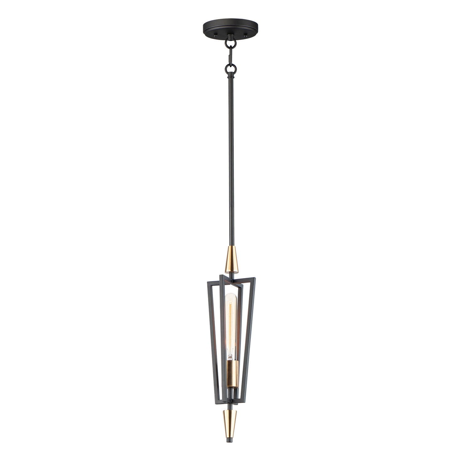 Maxim - 11653BKSBR - One Light Pendant - Wings - Black / Satin Brass