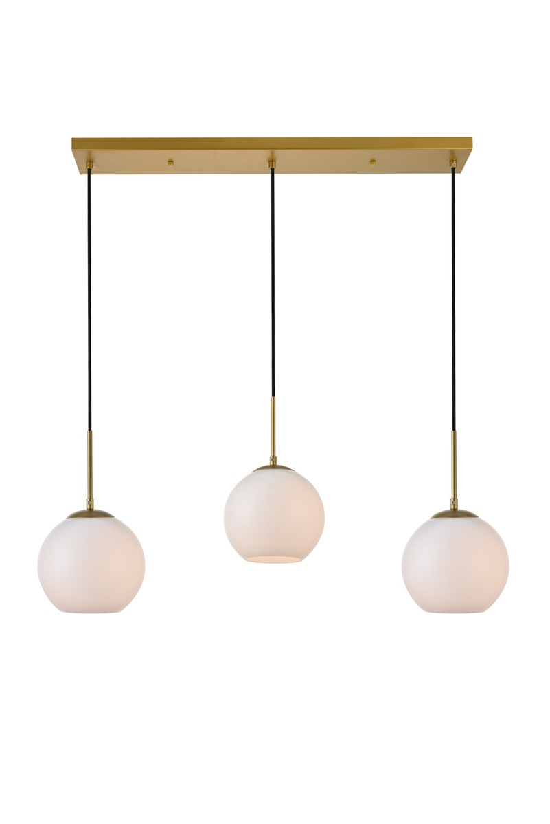 Elegant Lighting - LD2237BR - Three Light Pendant - BAXTER - Brass and frosted white