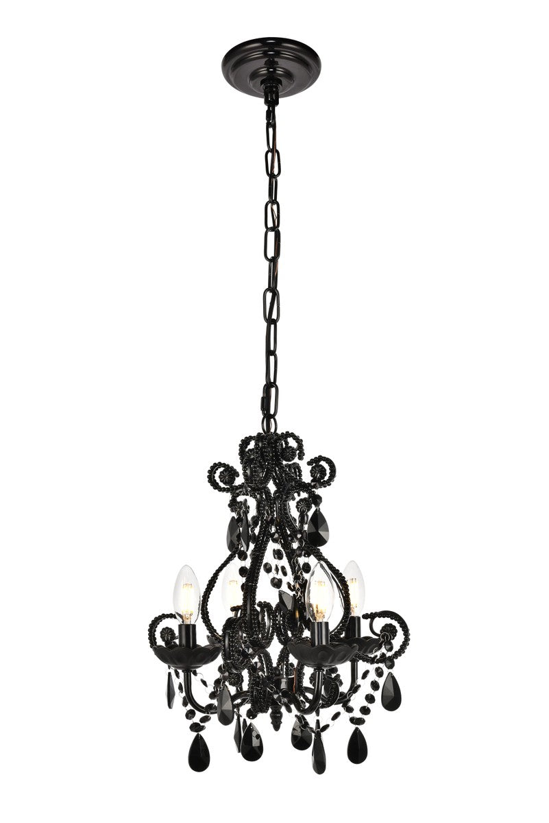 Elegant Lighting - LD5018D12BK - Four Light Pendant - Kato - Black